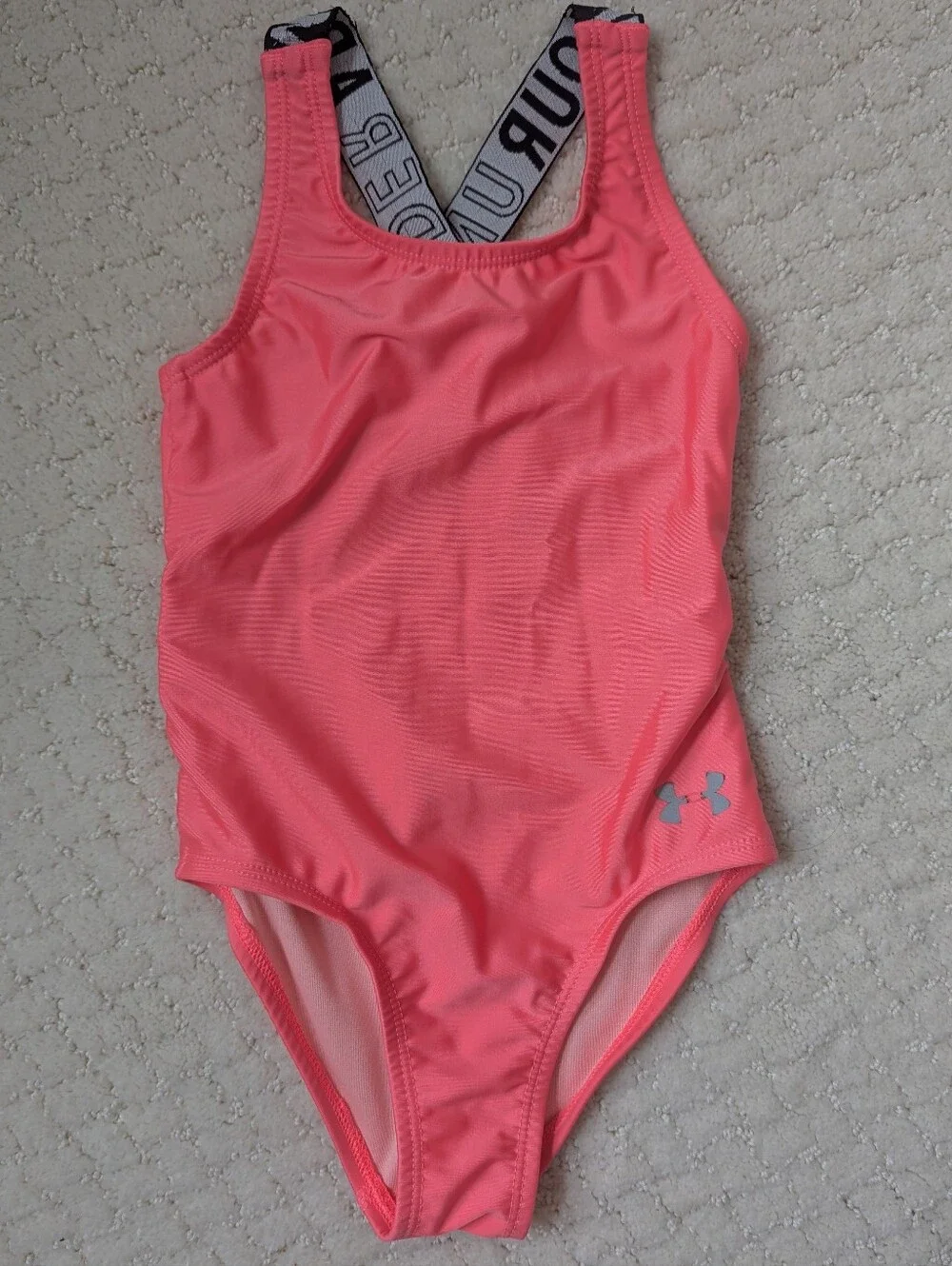 Under Armour Coral-Pink Girls' Racerback One-Piece Swimsuit Size 4Y